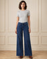 JEANS PALAZZO A VITA ALTA IN DENIM SCURO (145)