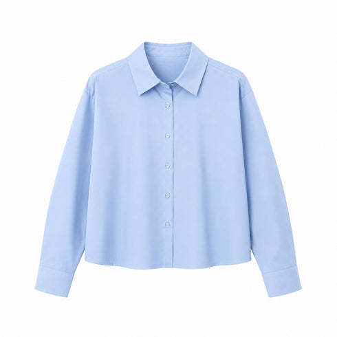 CAMICIA OVER FIT IN COTONE CELESTE (8)