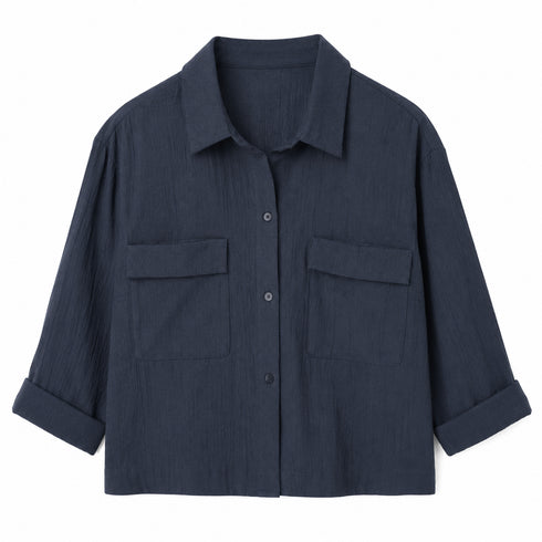 COMPLETO BLU NAVY IN VISCOSA CON CAMICIA E PANTALONE PALAZZO (13)