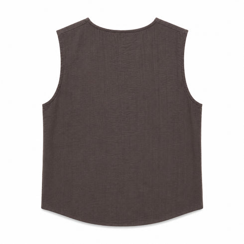 COMPLETO GILET E PANTALONE PALAZZO IN VISCOSA MARRONE (160)