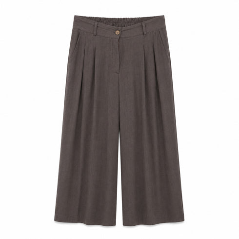 COMPLETO GILET E PANTALONE PALAZZO IN VISCOSA MARRONE (160)