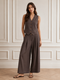COMPLETO GILET E PANTALONE PALAZZO IN VISCOSA MARRONE (160)