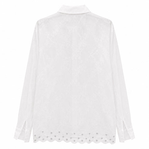 COORDINATO CAMICIA E SHORTS IN PIZZO SAN GALLO BIANCO (169)