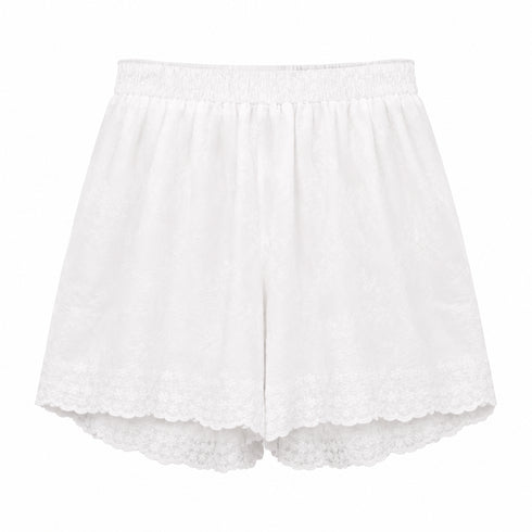 COORDINATO CAMICIA E SHORTS IN PIZZO SAN GALLO BIANCO (169)