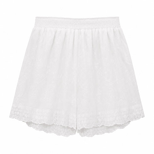 COORDINATO CAMICIA E SHORTS IN PIZZO SAN GALLO BIANCO (169)