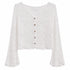 CARDIGAN IN PIZZO BIANCO CON MANICHE A CAMPANA (169)