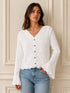 CARDIGAN IN PIZZO BIANCO CON MANICHE A CAMPANA (169)