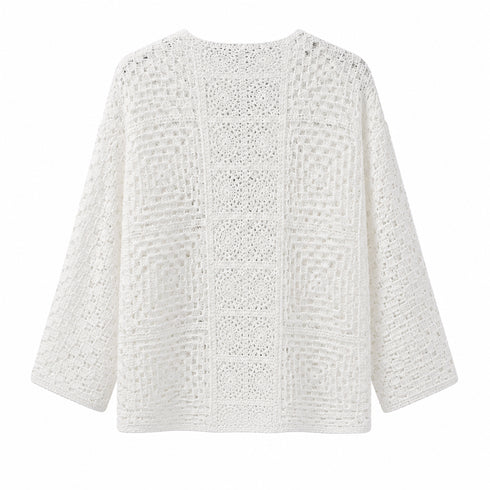 CARDIGAN CROCHET BIANCO OVERSIZE (170)