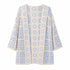 CARDIGAN ALL'UNCINETTO MOTIVO FLOREALE AZZURRO E PANNA (171)