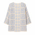 CARDIGAN ALL'UNCINETTO MOTIVO FLOREALE AZZURRO E PANNA (171)