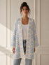 CARDIGAN ALL'UNCINETTO MOTIVO FLOREALE AZZURRO E PANNA (171)
