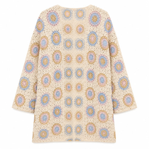 GIACCA CARDIGAN UNCINETTO PATCHWORK FIORI PASTELLO (171)