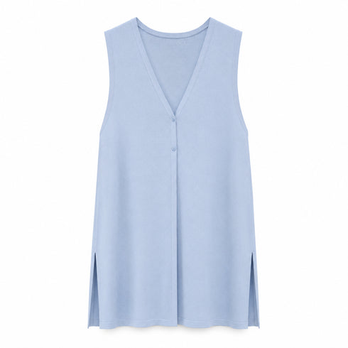 CARDIGAN LUNGO SMANICATO CON SCOLLO A V E BOTTONI (175)