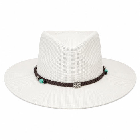 CAPPELLO WESTERN IN PAGLIA INTRECCIATA CON FASCIA DECORATIVA
