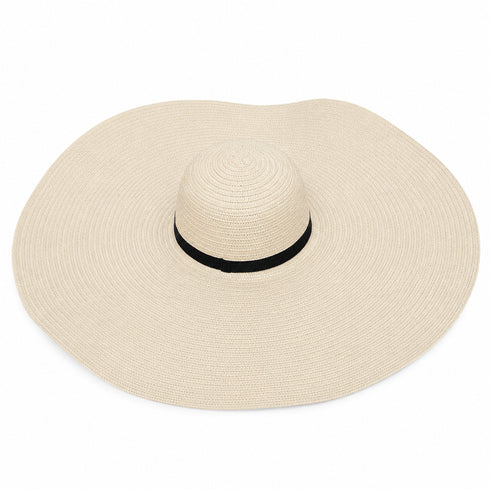 CAPPELLO A TESA LARGA ELEGANTE IN PAGLIA COLOR AVORIO