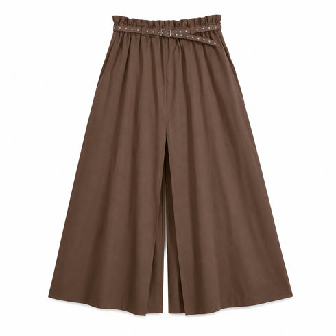 PANTALONE PALAZZO IN COTONE AMPIO CON CINTURA (175)