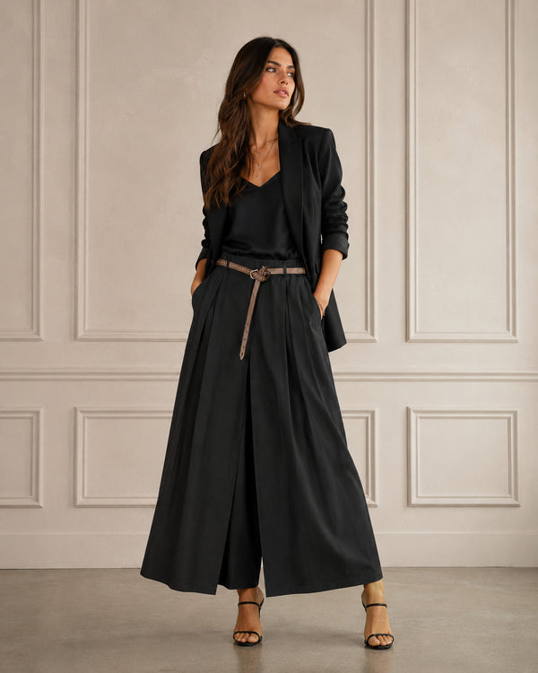 PANTALONE PALAZZO IN COTONE AMPIO CON CINTURA (175)