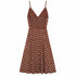VESTITO MIDI A POIS MARRONE CON SPALLINE SOTTILI (174)