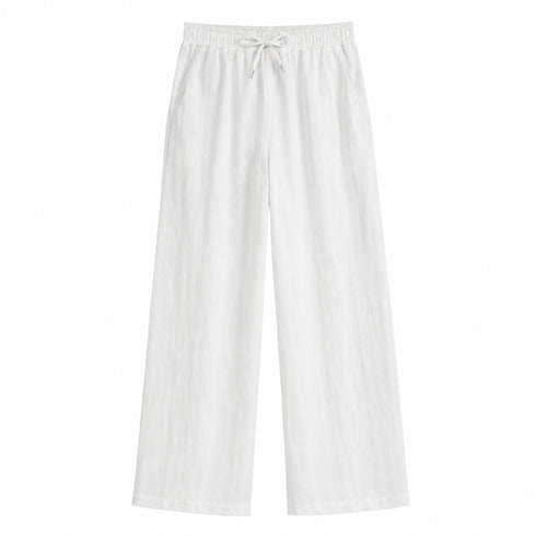 PANTALONE PALAZZO IN LINO BIANCO