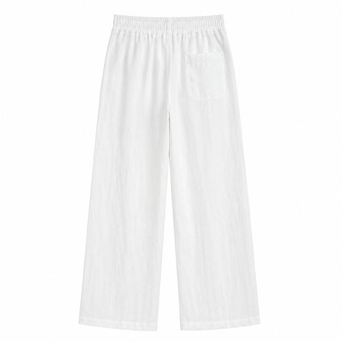 PANTALONE PALAZZO IN LINO BIANCO