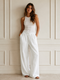 PANTALONE PALAZZO IN LINO BIANCO
