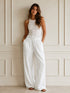 PANTALONE PALAZZO IN LINO BIANCO