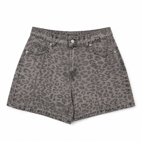 HAVEONE SHORTS DENIM ANIMALIER A VITA ALTA