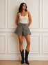 HAVEONE SHORTS DENIM ANIMALIER A VITA ALTA