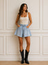HAVEONE SHORTS IN DENIM A VITA ALTA A FARAFALLA