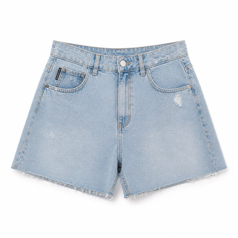 HAVEONE SHORTS IN DENIM A VITA ALTA A FARAFALLA