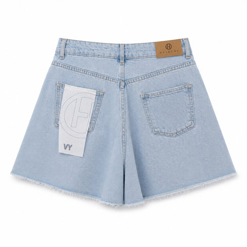 HAVEONE SHORTS IN DENIM A VITA ALTA A FARAFALLA