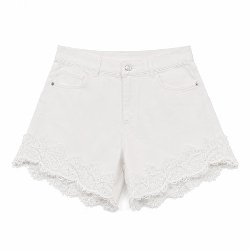 HAVEONE SHORTS BIANCO ELEGANTE CON DETTAGLI IN PIZZO