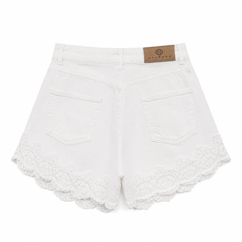HAVEONE SHORTS BIANCO ELEGANTE CON DETTAGLI IN PIZZO