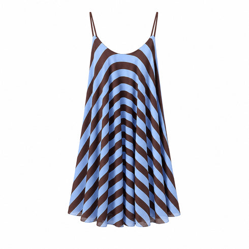 VESTITO CORTO SVASATO A RIGHE