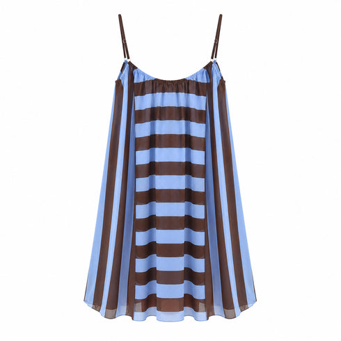 VESTITO CORTO SVASATO A RIGHE
