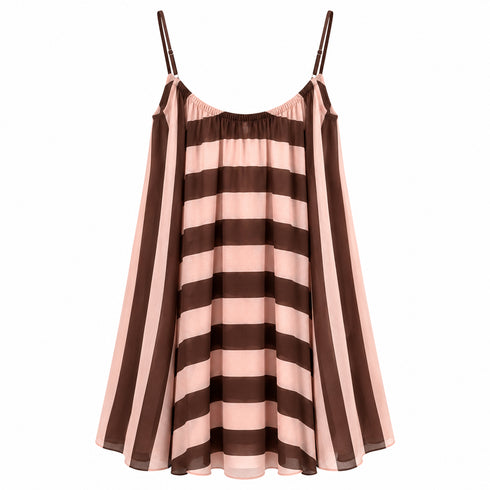 VESTITO CORTO SVASATO A RIGHE