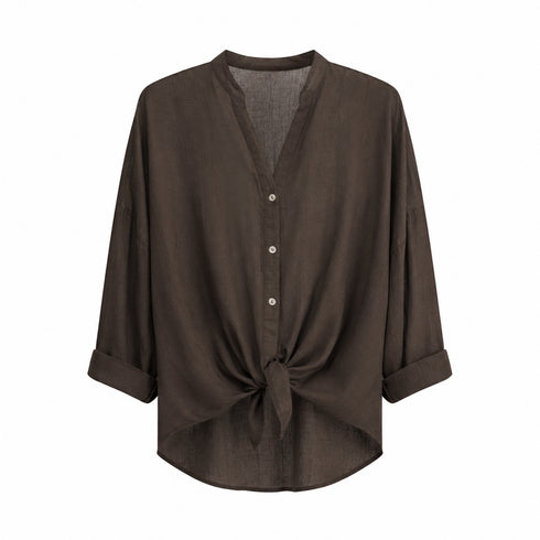 HAVEONE CAMICIA MORBIDA ANNODATA MARRONE