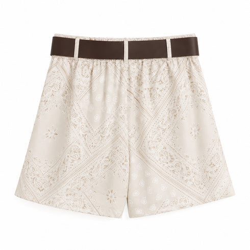 SHORTS RICAMATI IN COTONE CON CINTURA