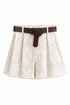 SHORTS RICAMATI IN COTONE CON CINTURA