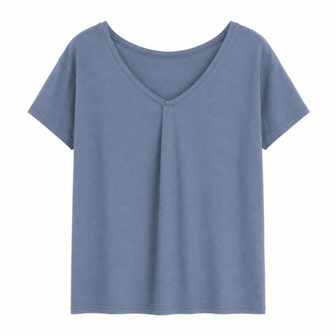 T-SHIRT DONNA IN COTONE CON SCOLLO A V (12)