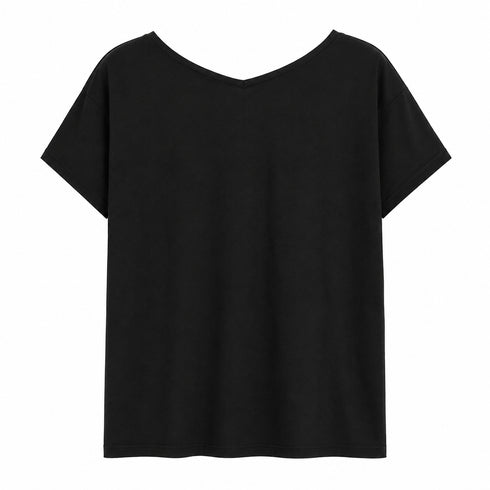 T-SHIRT DONNA IN COTONE CON SCOLLO A V (12)