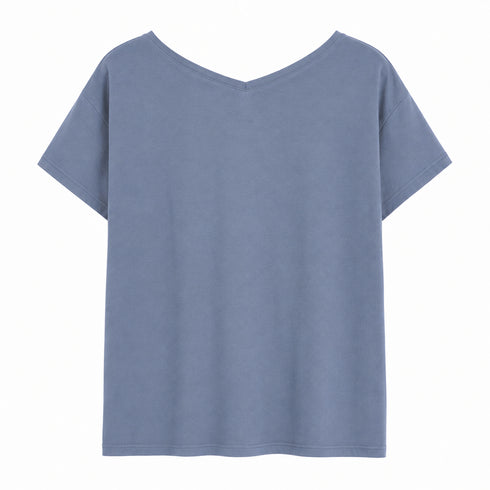 T-SHIRT DONNA IN COTONE CON SCOLLO A V (12)