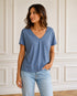 T-SHIRT DONNA IN COTONE CON SCOLLO A V (12)