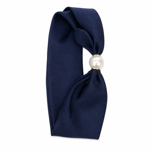 FOULARD BLU NOTTE CON DETTAGLIO GIOIELLO