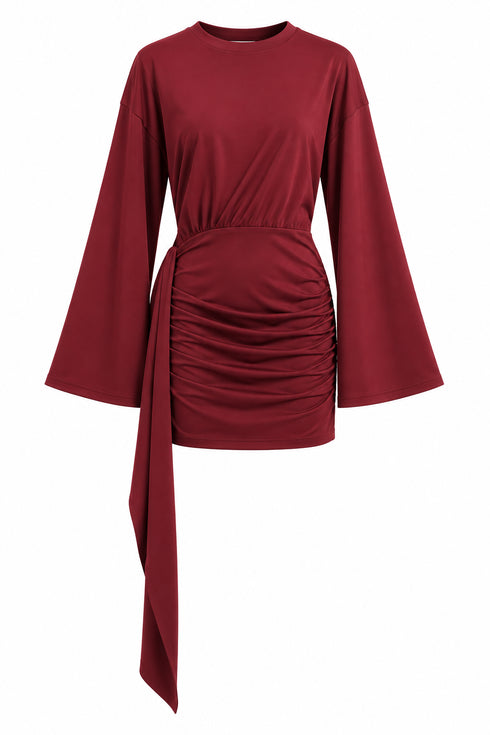 HAVEONE ABITO MINI CON DRAPPEGGIO E MANICHE SVASATE