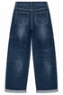 JEANS LEGGERMENTE BAGGY BLU CON RISVOLTO (34)