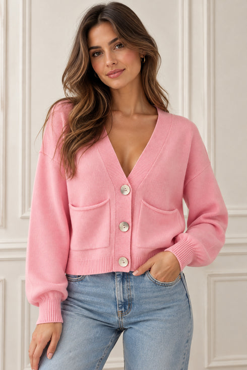 CARDIGAN CON BOTTONI A CONTRASTO E TASCHE (40)