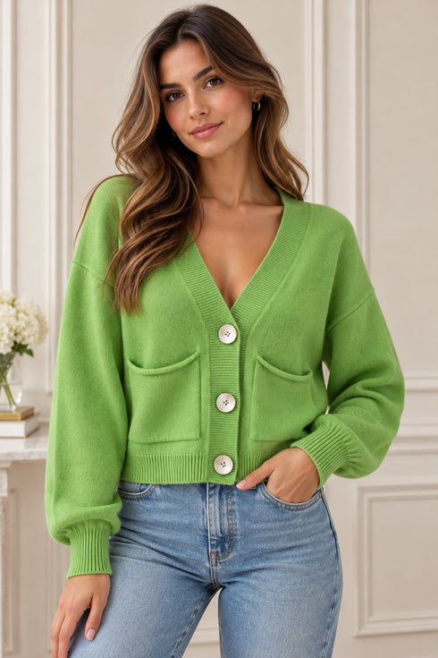 CARDIGAN CON BOTTONI A CONTRASTO E TASCHE (40)