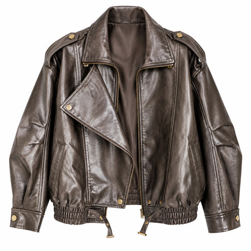 GIUBBOTTO BIKER EFFETTO PELLE VINTAGE (42)