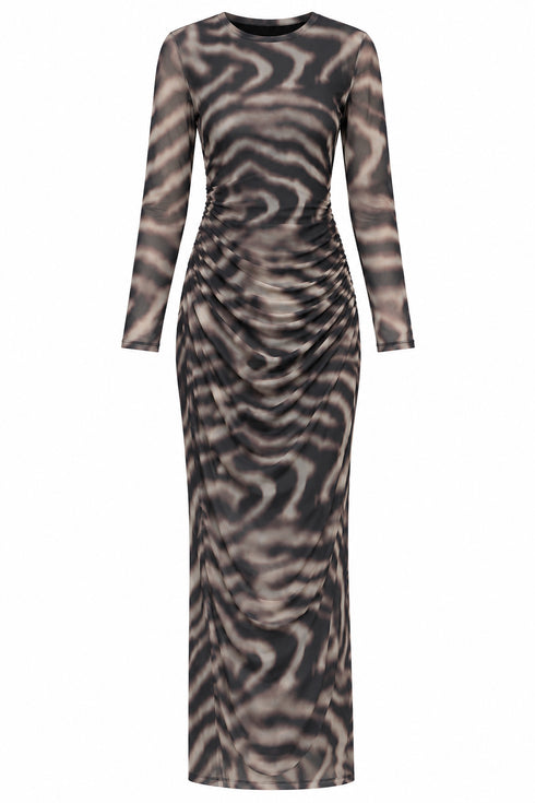 ABITO MIDI MESH STAMPA ANIMALIER CON DRAPPEGGIO (19)